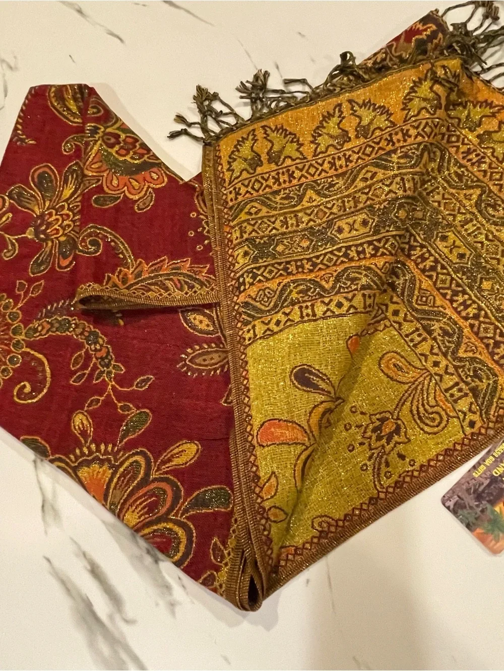 Pashmina, Burgundy, Brown & Gold, Lightweight Warmth, 26